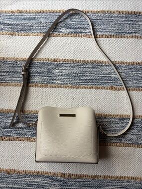 Nanette Lepore Cream Pebbled Faux leather Crossbody Bag with Adjustable Strap